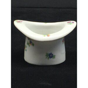 Vintage Porcelain Top Hat Shaped Toothpick Holder White Floral Made in Japan